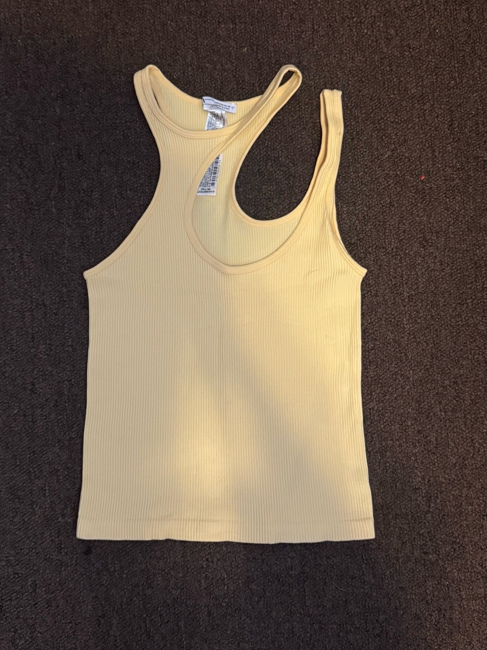 Zara Light Yellow Ribbed Racerback Tank Top